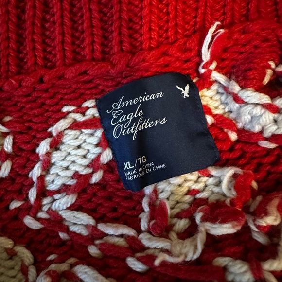 Vintage American Eagle Outfitters Red and Cream Cardigan - Picture 5 of 5
